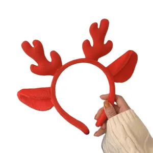 Noel kafa bandı ren geyiği kadife çocuklar kız geyik boynuz noel Headbands kadınlar için