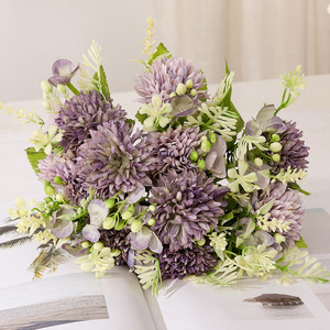 Rafia Joy Ball ramo <span class=keywords><strong>de</strong></span> flores <span class=keywords><strong>de</strong></span> imitación decoración <span class=keywords><strong>de</strong></span> mesa <span class=keywords><strong>de</strong></span> comedor crisantemo <span class=keywords><strong>flor</strong></span> Artificial para fotografía - Product Image 4