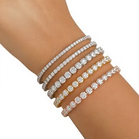 Bracelet jonc tendance en or massif 10K - 14K avec chaîne tennis et diamants de laboratoire taille brillant 3mm, clarté VS1, certificat de diamant inclus