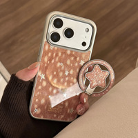 Coque de téléphone motif petit cerf dessin animé pour Apple 17 Pro Max 15, support magnétique adhésif pour iPhone 16, design étoile dorée 14, unique 13 12