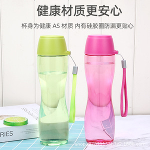 Plastic Cup Large Capacity Portable Slim Waist Water Bottle For Travel Summer Unisex Blue Red Green Black - Product Image 5