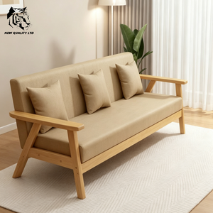 Fábrica ofrece sofá nórdico nuevo de diseño, muebles de sala de estar de madera y tela, personalizado, a precio económico, gran stock listo para enviar. - Product Image 3