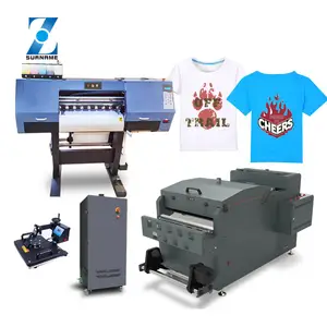 Yeni tasarım 600mm formatlı beyaz mürekkep t-shirt dijital ısı transfer DTF PET film yazıcı sallamak toz kurutucu makinesi