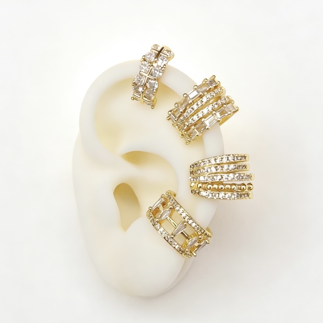 BD-B9002 Minimalist Zircon Ear Cuff Chunky Style Gold Ear Cuff for Women Men Trendy Earrings Set Jewelry Wholesale