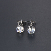 Pendientes de Perlas de Diamante, Flor de Hielo, Corte Brillante Geométrico Redondo, 1 Quilate, Regalo para Mujer, Joyería Hipoalergénica CF063
