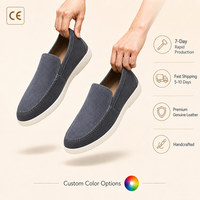 Chaussures décontractées pour hommes en cuir, style mocassins, bleu marine, semelle blanche, basses, respirantes, pour la marche, directement de l'usine