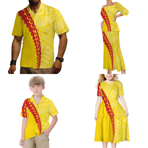 Vestido estampado de tatuaje polinesiano para <span class=keywords><strong>familia</strong></span>, vestido a juego Sexy de <span class=keywords><strong>manga</strong></span> corta, venta directa de fábrica, venta al por mayor - Product Image 2