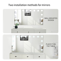 Ensemble de coiffeuse de maquillage professionnel avec miroir LED-Coiffeuse de chambre à coucher avec tiroirs de rangement, coiffeuse de luxe
