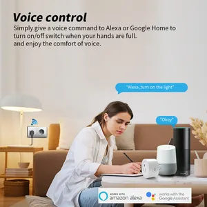 Soket pintar Wifi US Tuya, kontrol aplikasi steker daya pintar untuk Google home Alexa