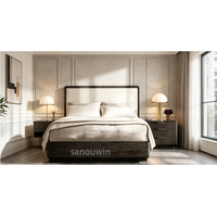 Minimalistisches Design Modernes Eichenholz-Bettgestell Schlafzimmerbett Elegantes Hotel-Gästezimmer Innenbereich Schlafmöbel Gepolstertes Bett