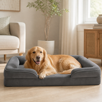Coussin orthopédique pour chien, canapé en mousse avec housse en peluche, design moderne et solide pour chiens de petite/moyenne/grande taille, S-XXXL, gris, vente en gros
