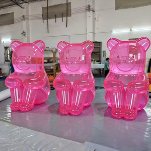 Nieuw ontwerp PVC luchtdicht opblaasbare teddybeer transparant neon roze speelgoed Halal grote gigantische opblaasbare gummybeer - Product Image 6