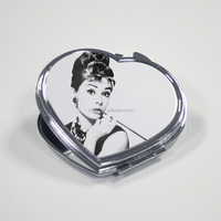 Topjlh Sublimation Compact Miroir Blanc Poche Maquillage Miroirs En Métal De Haute Qualité Pour Les Cadeaux Personnalisé Miroir logo Offre Spéciale