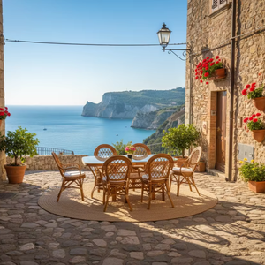 Ensemble de salle à manger en rotin/osier confortable, combinant un savoir-faire classique avec une table longue et spacieuse, pour la maison et l'hôtellerie - Product Image 2