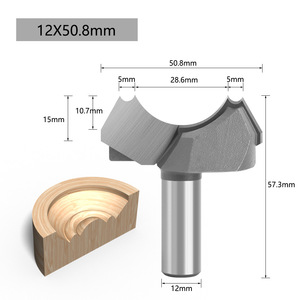 Fraise à double arc Dragon Ball Cutter 12x50.8mm en carbure pour machine de gravure sur bois - Product Image 1