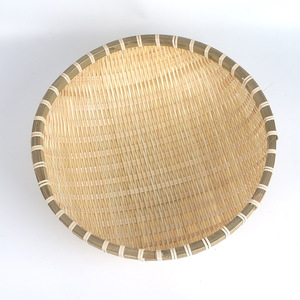 Panier de drainage rond en bambou tressé fait main pour fruits et légumes, origine Shandong - Product Image 1