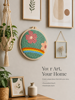 Kit de broderie au poinçon DIY en gros pour enfants, motif paysage arc-en-ciel, cadeau créatif pour débutants, loisir créatif, décoration intérieure