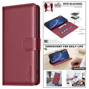Funda de teléfono con billetera de bloqueo de Lychee RFID de negocios para <span class=keywords><strong>Samsung</strong></span> A73 A13 A33 <span class=keywords><strong>A53</strong></span> A03S S21 FE A32 S21 Ultra Litchi Funda de cuero con tapa - Product Image 6