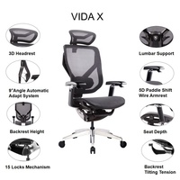 Chaise de bureau ergonomique haut de gamme en maille, inclinaison à 15 positions, accoudoirs à commande filaire 5D, siège coulissant, testée BIFMA, fabrication OEM GTChair