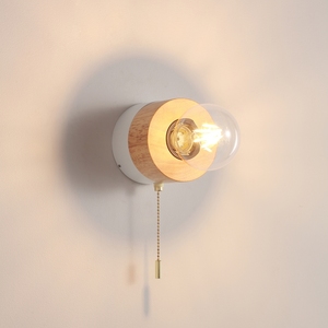 Lâmpada de interior 4W estilo moderno E27 alumínio cinza luz de leitura LED redonda de madeira - Product Image 3