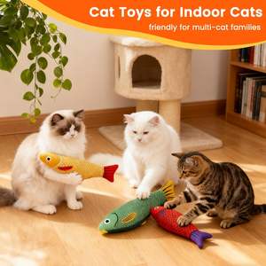 Juguete Masticable Duradero de Pez con Catnip para Gatos, Juguete para Gatos con Diseño de Peluche Estampado y Sonido, Alivio del Estrés, Suministros para Mascotas - Product Image 6