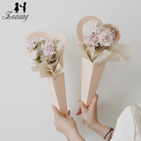 Boîte en papier pour fleurs, forme de cône, pour la Saint-Valentin, nouvelle boîte de transport pour rose unique en forme de cœur