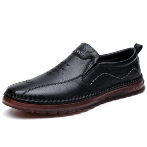 Mocasines de cuero vacuno para hombre, sin cordones, punta redonda, suela de goma, entresuela de EVA, forro de malla, zapatos casuales para todas las estaciones - Product Image 5