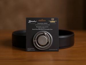 Hebilla de Cinturón Bleuex Redonda Plateada Negra Mate con Hebilla Grande de 4.5cm - Product Image 2