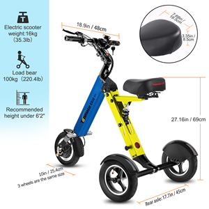 TopMate ES32 Commute Scooter électrique pour adultes Trike pliable à 3 roues avec fonction inverse Pneus pneumatiques de 10 pouces Moteur 250W - Product Image 2