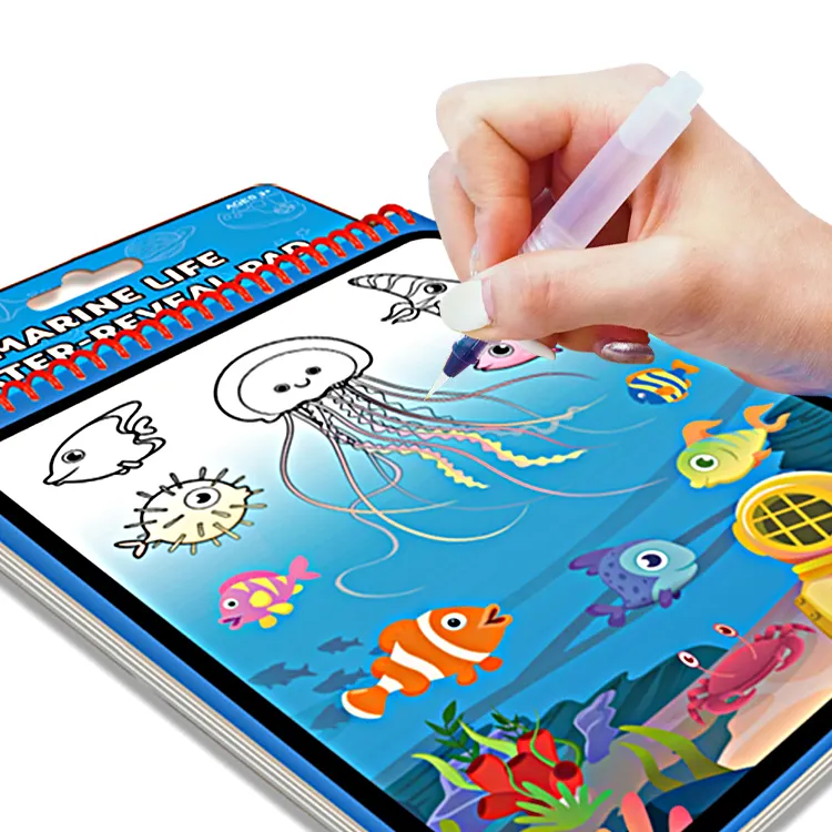 Custom diy children reusable no mess drawing coloring doodle book paper watercolor painting book for kids magic water book