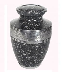 Urne funéraire américaine pour cendres humaines, doublure argentée, marbre noir, urne pour adulte, urne en métal pour adulte - Product Image 1