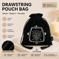 Grand sac de rangement en velours noir pour extensions capillaires, pochette d'emballage pour perruques avec logo personnalisé, sac à double cordon pour mèches de cheveux vierges