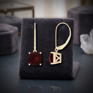 Pendientes de tuerca con corte cojín, oro amarillo, engaste de garra, granate, chapado en oro, joyería para uso diario, oro de 10K, 14K, 18K, plata 925, 935 - Product Image 1