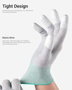 Gants de travail antistatiques ESD, compatibles écrans tactiles, avec bouts des doigts en PU, tricotés sans couture, pour assemblage électronique en salle blanche, certifiés CE - Product Image 3
