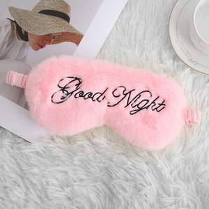 One Step Venta al por mayor Faux Fur Silk Plush Eye Cover Plush Fluffy Soft Lovely Faux OEM Patrón bordado Sleeping Fur Eye Mask - Product Image 5