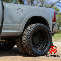 Rines SJ Forjados a Medida para Camionetas Dually, Cromado Pulido Negro, 22x8.25 24x8.25 26x8.25 28x8.25, Diseño Cóncavo Profundo para Ford y Toyota