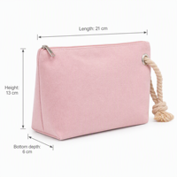 Pochette de maquillage réutilisable en toile de coton écologique, durable et tendance, avec fermeture éclair et poignée en corde, idéale pour les voyages