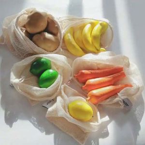 Reusable 100% Natural Fruit Vegetable Storage <b>Net</b> Bags Cotton <b>Mesh</b> Bag Reusable Produce <b>Mesh</b> <b>Net</b> Bag for Grocery - Product Image 3