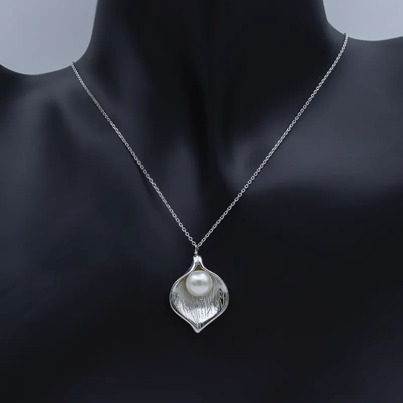 MYF Factory personalizado trabajo manual plata esterlina 925 collar perla de agua dulce 925 collares de plata esterlina plata 925 perla