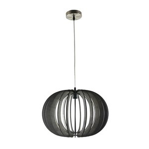 Lampada a sospensione in legno con attacco E27, colore caffè, dimensioni 45 x 45 cm - ideale per illuminare gli spazi e decorare gli ambienti. - Product Image 1