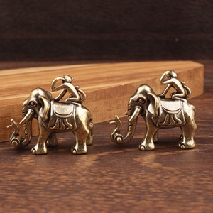 Adorno Vintage de Latón con Elefante Montando a Mono, Pequeño Objetivo Decorativo de Escritorio, Estilo Chino Feng Shui, Decoración para el Hogar y la Oficina - Product Image 2