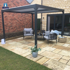 Design moderno colonna in lega di alluminio <span class=keywords><strong>a</strong></span> prova di pioggia e vento elettrico regolabile feritoie <span class=keywords><strong>da</strong></span> tetto Pergola con tessuto in poliestere cieco - Product Image 5