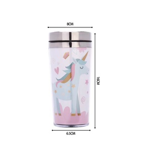 Thép không gỉ Tumblers bên trong như nhựa bên ngoài DIY chèn giấy chai nước du lịch Mugs với nắp - Product Image 2
