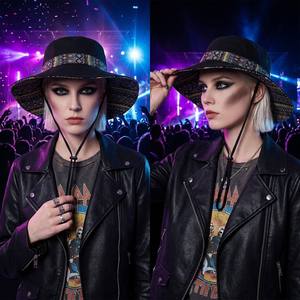 <span class=keywords><strong>Sombrero</strong></span> de Vaquero Étnico Occidental para <span class=keywords><strong>Mujer</strong></span> con Logotipo Personalizado al por Mayor, <span class=keywords><strong>Sombrero</strong></span> de Sol Bohemio de Ala Ancha, Estilo Tribal Vintage, Fedora para Fiesta en la Playa - Product Image 4