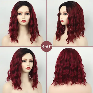 Aishili Dei Capelli di Vendita Calda Sintetico Breve Ombre Rosso Bob Parrucche Afro Breve Ricci Wavy Bob Parrucche Per Le Donne Nere - Product Image 2