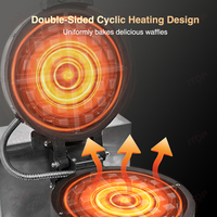 Gaufrier belge rotatif double face numérique 1820w gaufrier rond en acier inoxydable gaufrier à cône boulanger gaufrier commercial