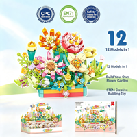 Bloques de Construcción Educativos de Plástico ABS, 12 Piezas, Diseño de Flores y Suculentas, Tema Natural, Ecológicos, para Armar, Venta al Por Mayor