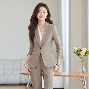 Temperamento da pendolare da <span class=keywords><strong>donna</strong></span> professionista Senior Plus-Size grigio per lavoro da colletto bianco sorella maggiore reale maturo autunnale - Product Image 5