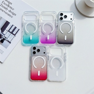 Luxury Bling Glitter Magnetic case for iphone 17,gradient Color Transparent case for iphone 17 air 16 Max <b>Wireless</b> Charge Cover - Product Image 1