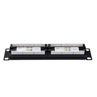 Panel Patch Cat6 UTP RJ45 1U 19 Inci 12 Port, Rangka Distribusi Jaringan Rak Mount Baja & Plastik